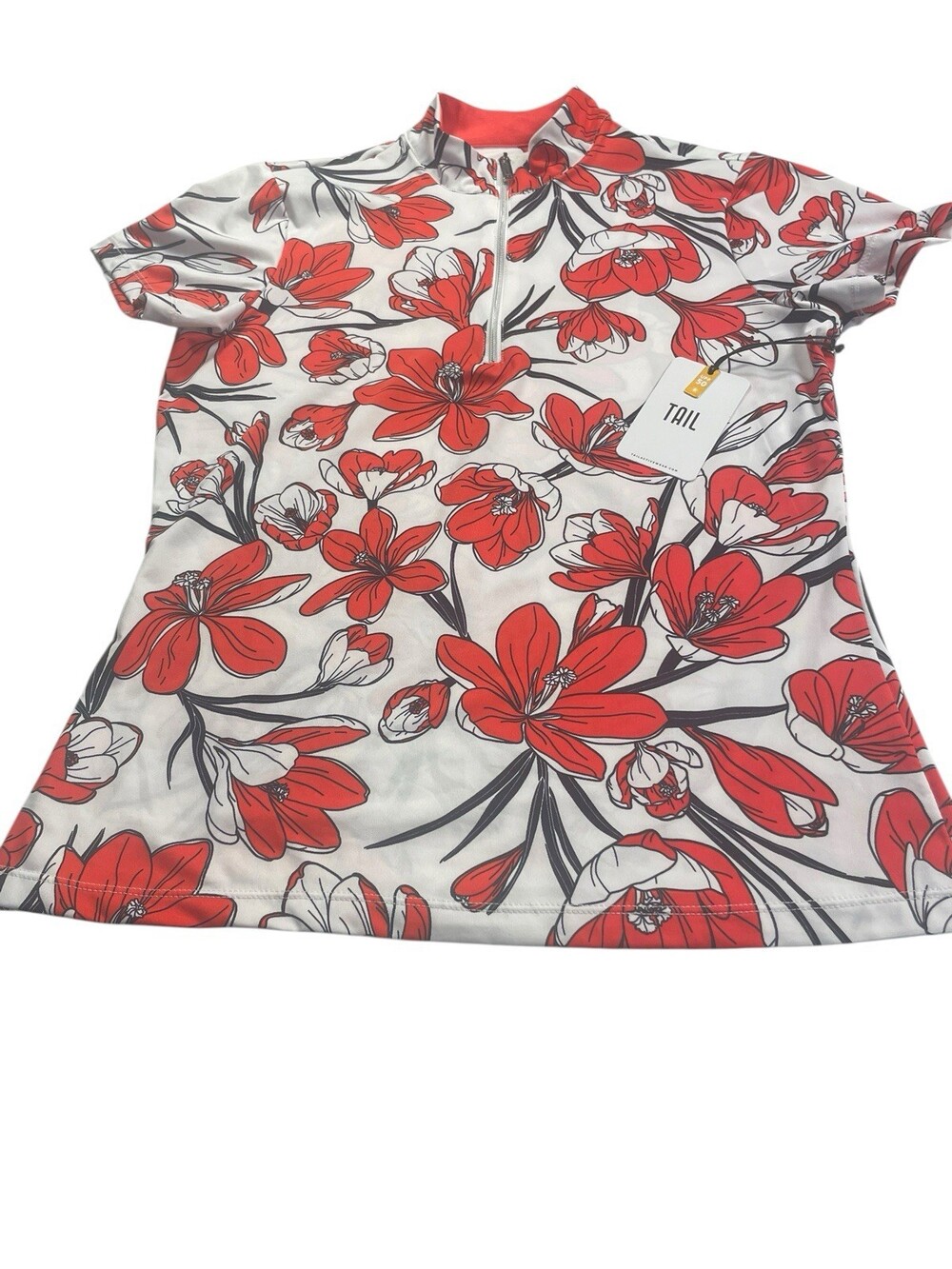 Crocus Fields Ladies Orange & White Three-Quarter Zip Polo Size XS